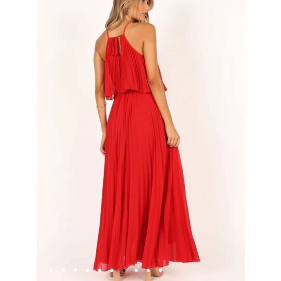 Petal & Pup GIA PLEATED HALTERNECK MAXI DRESS - RED Nwot Size Small - Picture 8 of 9